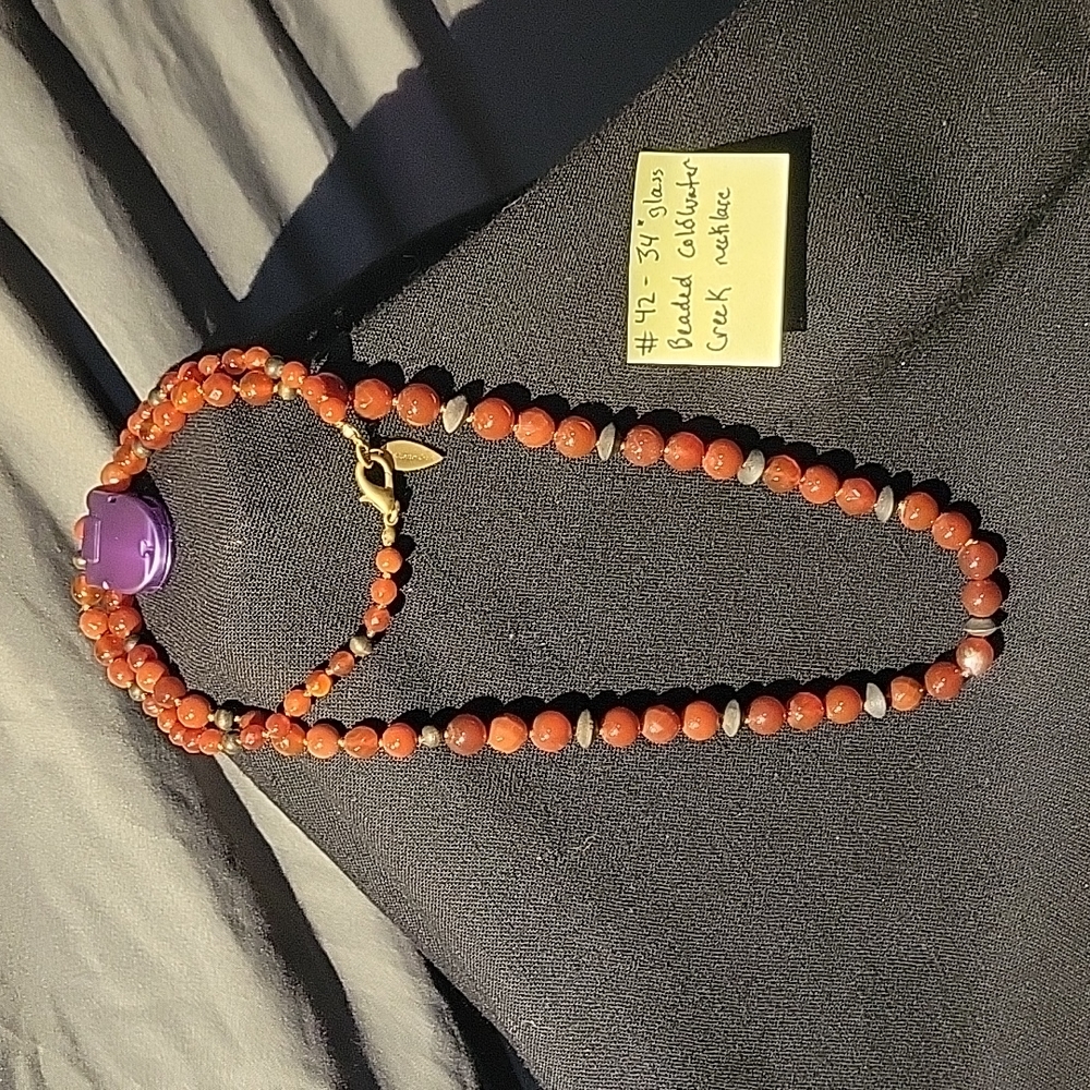 34" red glass beaded Coldwater Creek necklace